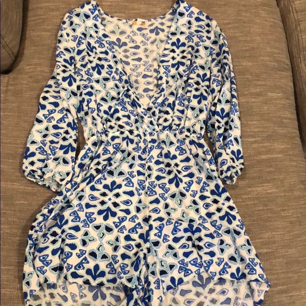 all for color▪️Blue Patterned Romper in Large